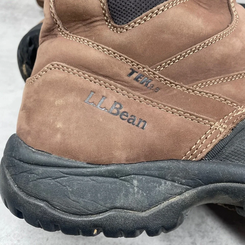 LL Bean Storm Chaser TEK 2.5 Boots Mens 10.5 Leather Waterproof Side Zip Brown